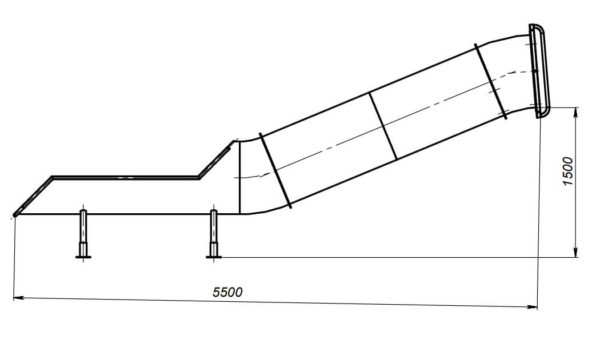 Схема ската для прямой детской горки-туннеля из нержавейки